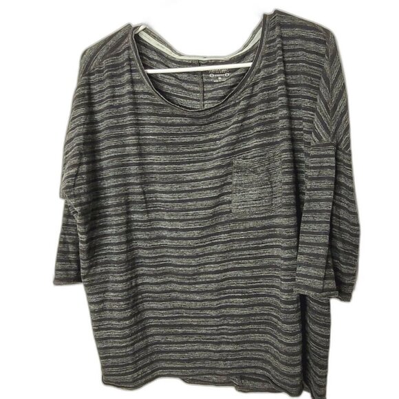 Calvin Klein womens short sleeve shirt SZ XL striped performance stretch pocket - Picture 1 of 12